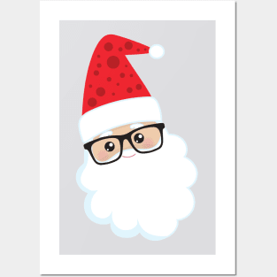 Santa Claus, Hipster Santa, Christmas, Glasses Posters and Art